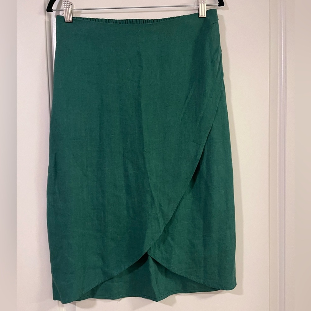 Skies Are Blue Green Midi Skirt